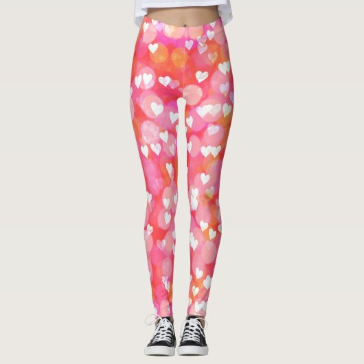 Leggings Coeurs de bulles roses (Devant)