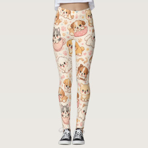 Leggings Cœurs de chiot mignons motif aquarelle (5)