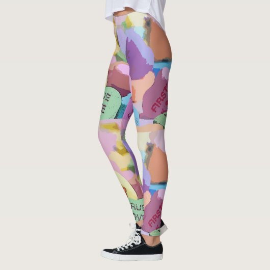 Leggings Coeurs de conversation aquarelle (Gauche)
