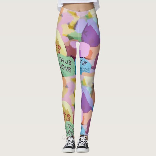 Leggings Coeurs de conversation aquarelle (Devant)