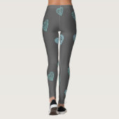 Leggings Coeurs de Doodle Bleu Jambes Gris (Dos)