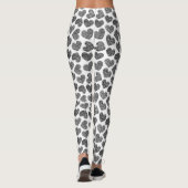 Leggings Coeurs de Doodle Noir et Blanc modernes Monogramme (Dos)