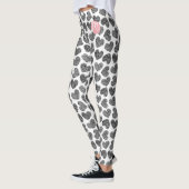 Leggings Coeurs de Doodle Noir et Blanc modernes Monogramme (Gauche)