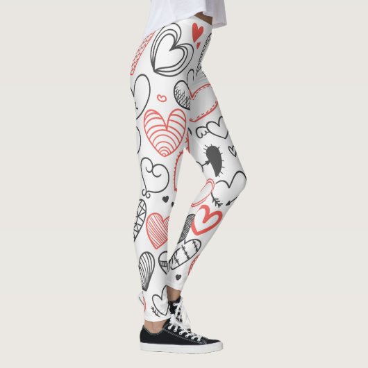 Leggings Coeurs de graffiti amusants (Droite)