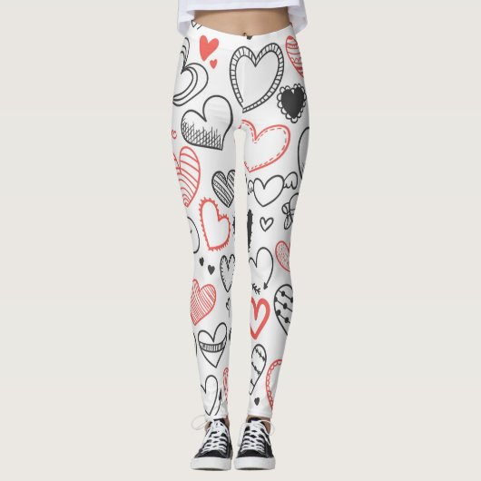 Leggings Coeurs de graffiti amusants (Devant)