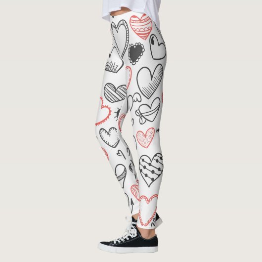 Leggings Coeurs de graffiti amusants (Gauche)