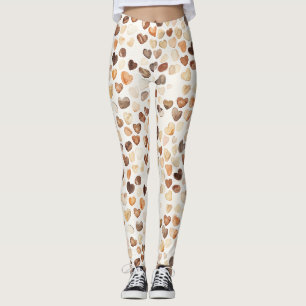 Leggings Cœurs de haricots de café pêche marron crème