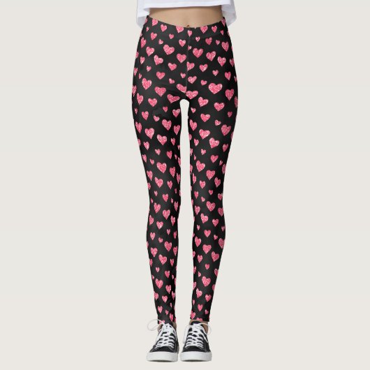 Leggings Coeurs de Parties scintillant rose romantique sur  (Devant)