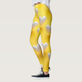 Leggings Cœurs de perle blanche sur jaune (Gauche)