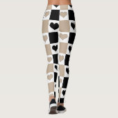 Leggings Coeurs de tableau de bord en format, noir et blanc (Dos)