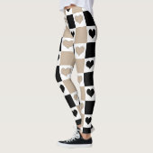 Leggings Coeurs de tableau de bord en format, noir et blanc (Gauche)