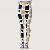 Leggings Coeurs de tableau de bord en format, noir et blanc (Devant)