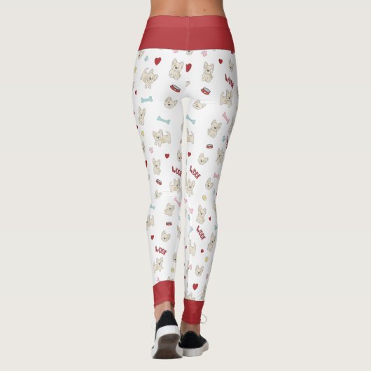 Leggings Coeurs de taureau français empreinte de patte chie (Dos)