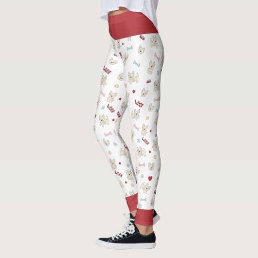 Leggings Coeurs de taureau français empreinte de patte chie (Gauche)
