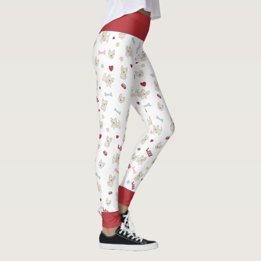 Leggings Coeurs de taureau français empreinte de patte chie (Droite)