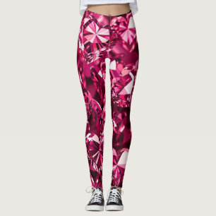 Leggings Coeurs diamant en cristal rose