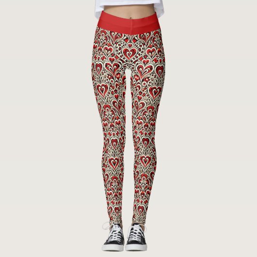 Leggings Cœurs Douceurs Rouges (Devant)