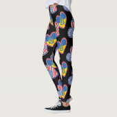 Leggings Coeurs du drapeau ukrainien et américain (Gauche)