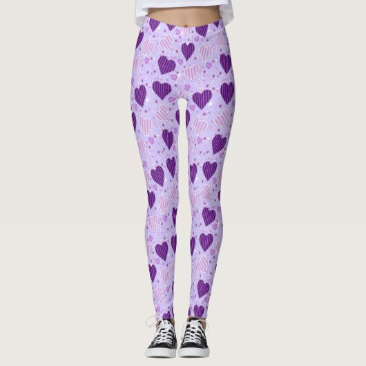 Leggings Coeurs en patchwork violet (Devant)