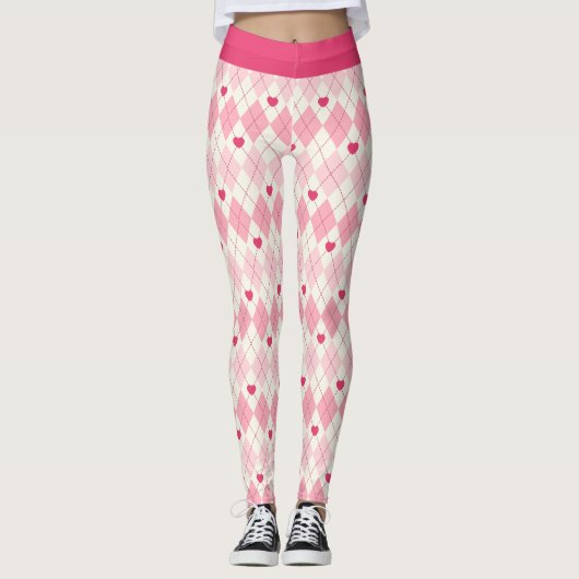 Leggings Coeurs et diamants roses (Devant)