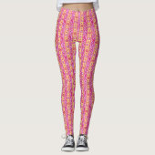 Leggings Coeurs et fleur rayé motif rose jaune (Devant)