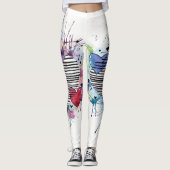Leggings Coeurs Et Lavages Dans L'Aquarelle (Devant)