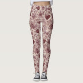 Leggings Cœurs Floraux Rouge Crème (Devant)
