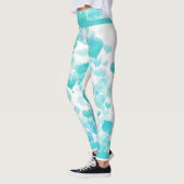 Leggings Coeurs flottants en turquoise (Gauche)