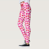 Leggings Coeurs griffés rouges et roses modernes Valentine (Gauche)