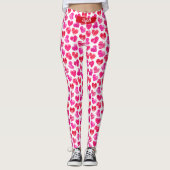 Leggings Coeurs griffés rouges et roses modernes Valentine  (Devant)