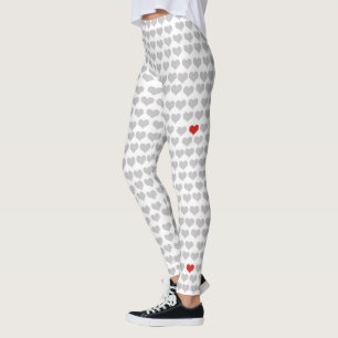 Leggings - Coeurs gris Coeur rouge