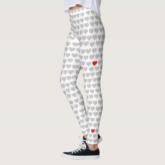 Leggings - Coeurs gris Coeur rouge (Gauche)