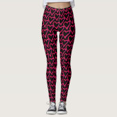 Leggings Coeurs mignons Motif rose chaud Noir (Devant)