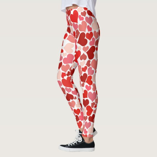 Leggings Coeurs multicolores sur blanc (Gauche)