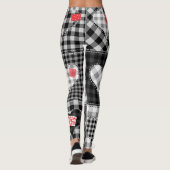 Leggings Coeurs Noir Blanc Patchwork Sans Couleur. (Dos)
