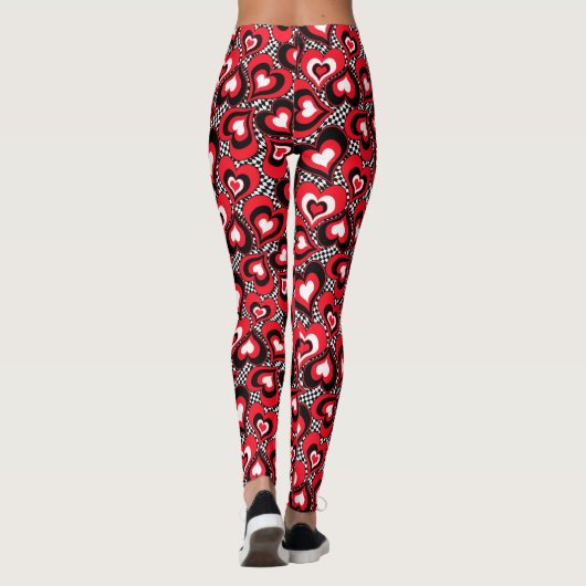 Leggings Coeurs, noirs, rouges et blancs. (Dos)