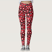 Leggings Coeurs, noirs, rouges et blancs. (Devant)