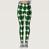 Leggings Coeurs noirs verts Légumineuses blanches (Devant)