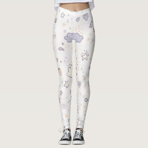 Leggings Cœurs pastel et nuages Aquarelle Rêve (7)
