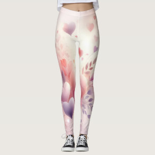 Leggings Cœurs pastel fantaisistes Amour floral romantique