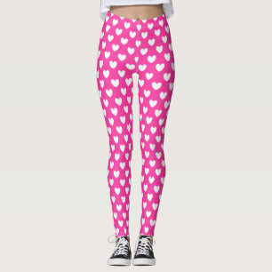Leggings Cœurs pois blancs sur rose fuchsia