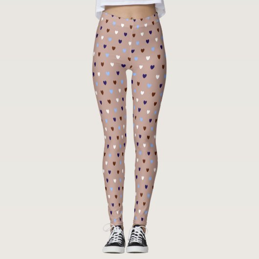 Leggings Coeurs Polka sur brun pâle (Devant)