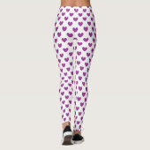 Leggings Coeurs polka violet sur blanc (Dos)