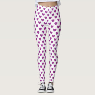 Leggings Coeurs polka violet sur blanc