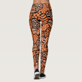 Leggings Coeurs posters de animaux oranges et noirs (Dos)