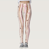 Leggings Cœurs rayés rose marron chocolat (Devant)