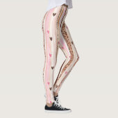 Leggings Cœurs rayés rose marron chocolat (Droite)