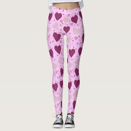 Leggings Coeurs rose (Devant)