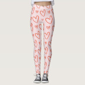 Leggings Coeurs rose et rouge (Devant)