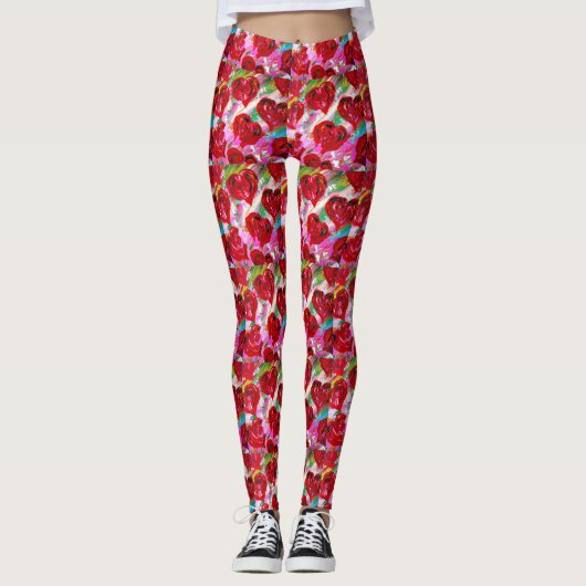 Leggings Coeurs roses (Devant)